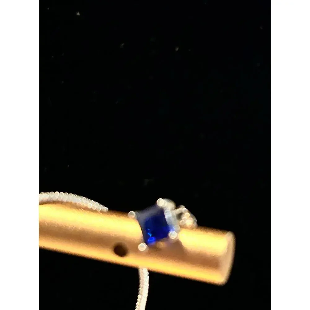925 Sterling Silver Blue Sapphire CZ Necklace Earring Set 20